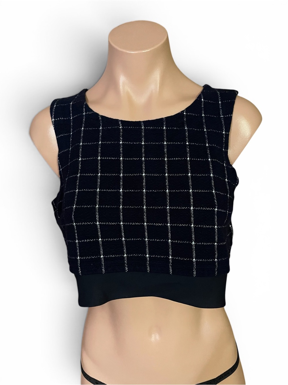 Urban Outfitters Cooperative Navy Blue Tartan Plaid Cropped Tank Top Medium